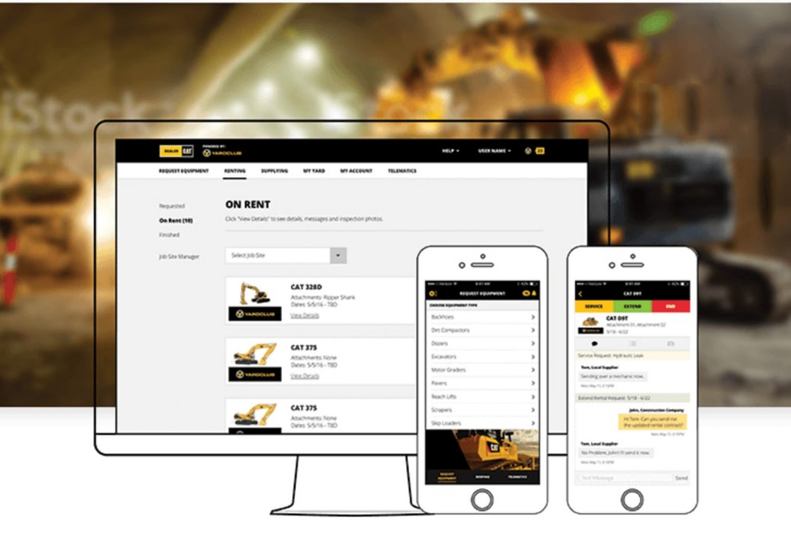 Yard Club equipment marketplace across desktop and mobile