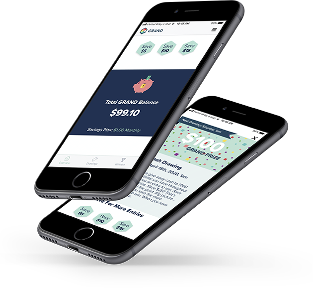 Grand app — bank-linked savings screens