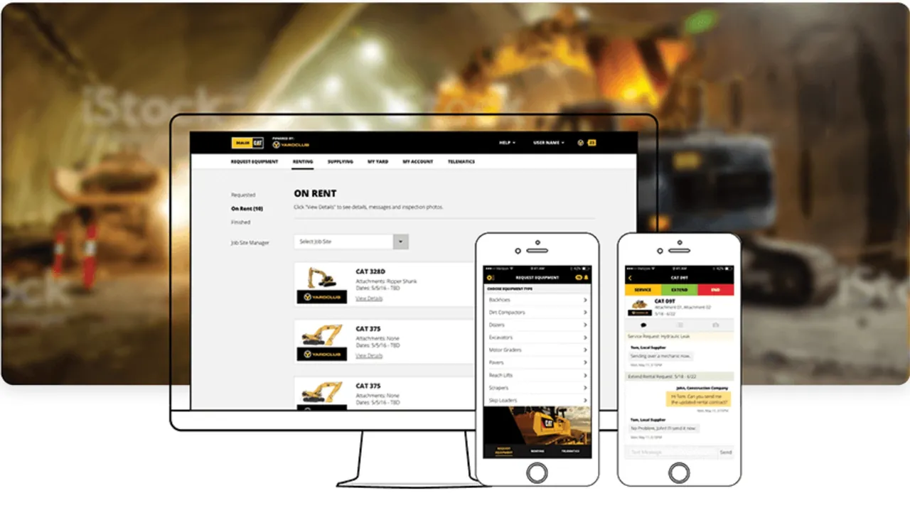 YardClub equipment marketplace on desktop and mobile