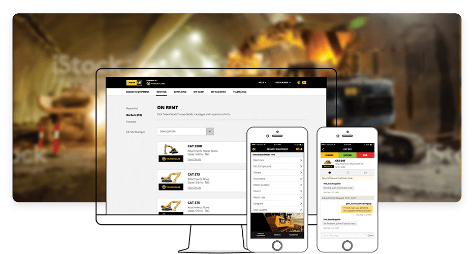 Yard Club — equipment rental request management screen